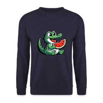 Crocodile Melon Watermelon Fruit Fruity - Unisex Sweatshirt - navy - Front - Alina (178cm) & Michal (187cm)