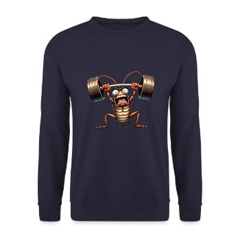 Kakerlake Gewichtheber Hantel Training Workout - Unisex Pullover - Navy - Vorne - Alina (178cm) & Michal (187cm)