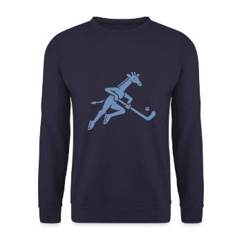 Giraffe Eishockey Silhouette Minimalistisch - Unisex Pullover - Navy - Vorne - Alina (178cm) & Michal (187cm)