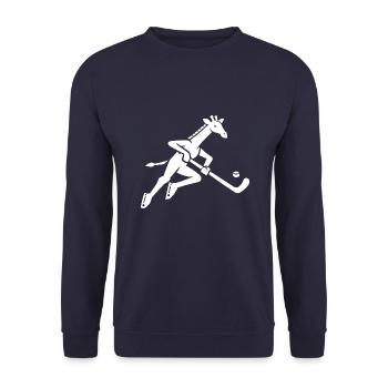 Giraffe Eishockey Silhouette Minimalistisch - Unisex Pullover - Navy - Vorne - Alina (178cm) & Michal (187cm)