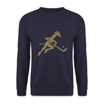 Giraffe Eishockey Silhouette Minimalistisch - Unisex Pullover - Navy - Vorne - Alina (178cm) & Michal (187cm)