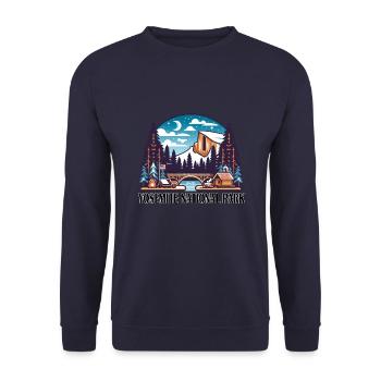 Parc national de Yosemite: camps de tentes - Sweat-shirt Unisexe - marine - Devant - Alina (178cm) & Michal (187cm)