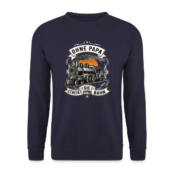 Modelleisenbahn Papa Dampflok Vater Geschenk - Unisex Pullover - Navy - Vorne - Alina (178cm) & Michal (187cm)