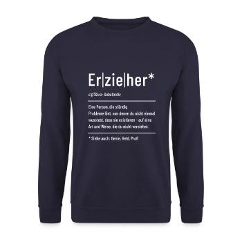 Erzieher - Definition - Lexikon - Unisex Pullover - Navy - Vorne - Alina (178cm) & Michal (187cm)