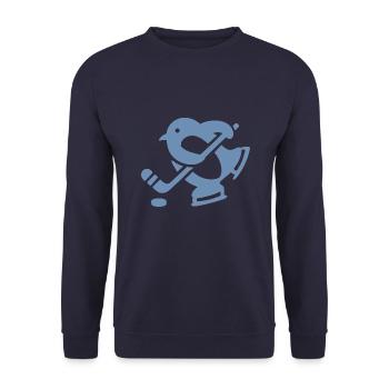 Pinguin Hockey Eishockey Silhouette Minimalistisch - Unisex Sweatshirt - navy - Front - Alina (178cm) & Michal (187cm)