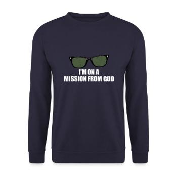 I m on a mission from God White - Unisex Pullover - Navy - Vorne - Alina (178cm) & Michal (187cm)
