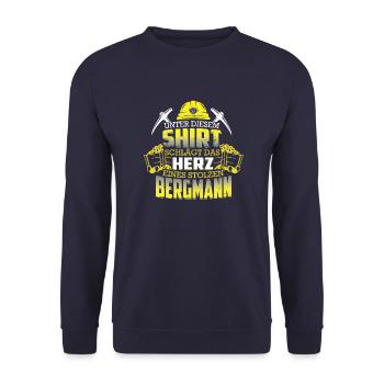 Bergmannn Shirt das Herz eines stolzen Bergmann - Unisex Pullover - Navy - Vorne - Alina (178cm) & Michal (187cm)