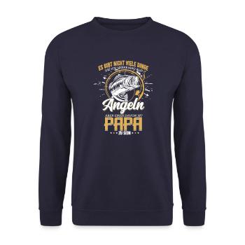 Angler Papa es gibt nicht viele Dinge die ich - Unisex Pullover - Navy - Vorne - Alina (178cm) & Michal (187cm)