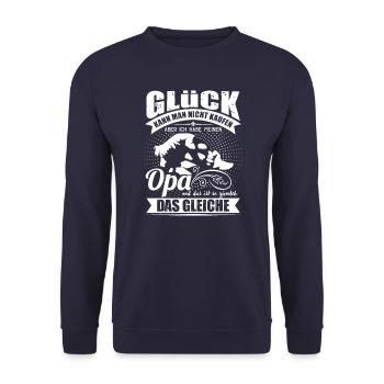 Familie Opa Enkel Glück kann man nicht kaufen - Unisex Pullover - Navy - Vorne - Alina (178cm) & Michal (187cm)