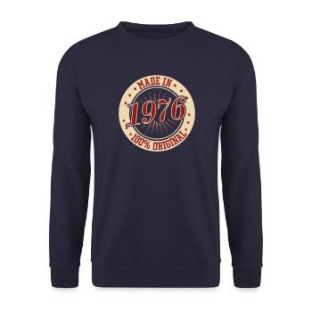 1976 Geburtstag Geschenkideen - Unisex Pullover - Navy - Vorne - Alina (178cm) & Michal (187cm)