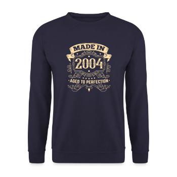 Geboren in 2004 Geburtstag Sprüche - Unisex Pullover - Navy - Vorne - Alina (178cm) & Michal (187cm)
