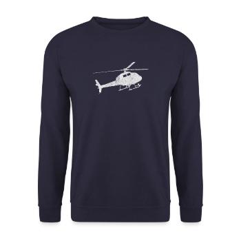 Schwarzer Helikopter Design - Unisex Pullover - Navy - Vorne - Alina (178cm) & Michal (187cm)
