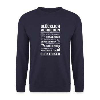 Elektriker Freundin Glücklich Vergebe - Unisex Pullover - Navy - Vorne - Alina (178cm) & Michal (187cm)