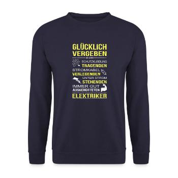 Elektriker Freundin Glücklich Vergebe - Unisex Pullover - Navy - Vorne - Alina (178cm) & Michal (187cm)