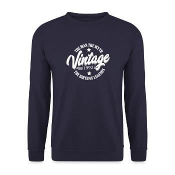 30 . Anniversaire 1992 Légende du mythe de l’homme - Sweat-shirt Unisexe - marine - Devant - Alina (178cm) & Michal (187cm)