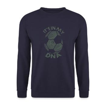 Fußballspielen ist in mein er DNA - Unisex Pullover - Navy - Vorne - Alina (178cm) & Michal (187cm)