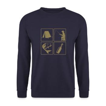 Fishing Beer Camping Camping Gifts - Unisex Sweatshirt - navy - Front - Alina (178cm) & Michal (187cm)