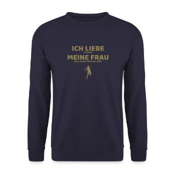 Ich liebe es wenn meine Frau mich Tennis spielen - Unisex Pullover - Navy - Vorne - Alina (178cm) & Michal (187cm)