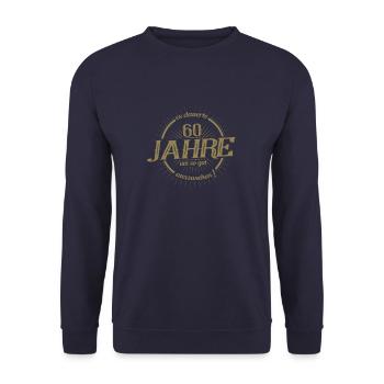 60. Geburtstag es dauerte 60 Jahre so gut - Unisex Pullover - Navy - Vorne - Alina (178cm) & Michal (187cm)