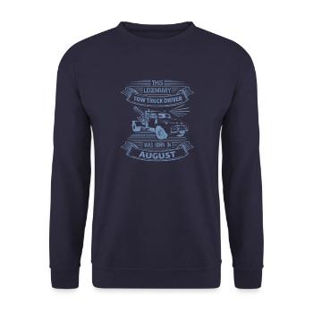 Abschlepper Abschleppwagenfahrer Geburtstag August - Unisex Pullover - Navy - Vorne - Alina (178cm) & Michal (187cm)