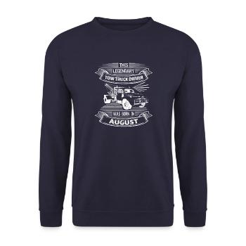 Abschlepper Abschleppwagenfahrer Geburtstag August - Unisex Pullover - Navy - Vorne - Alina (178cm) & Michal (187cm)