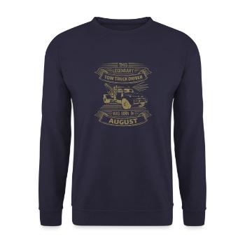 Abschlepper Abschleppwagenfahrer Geburtstag August - Unisex Pullover - Navy - Vorne - Alina (178cm) & Michal (187cm)