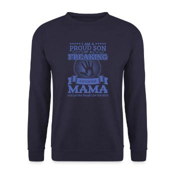 Familie Mama Sohn Tshirt - Unisex Pullover - Navy - Vorne - Alina (178cm) & Michal (187cm)