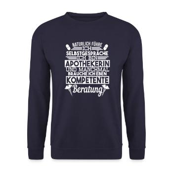 Apothekerin Selbstgespräche kompetente Beratung - Unisex Pullover - Navy - Vorne - Alina (178cm) & Michal (187cm)