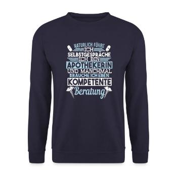 Apothekerin Selbstgespräche kompetente Beratung - Unisex Pullover - Navy - Vorne - Alina (178cm) & Michal (187cm)