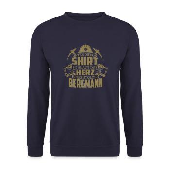Bergmannn Shirt das Herz eines stolzen Bergmann - Unisex Pullover - Navy - Vorne - Alina (178cm) & Michal (187cm)