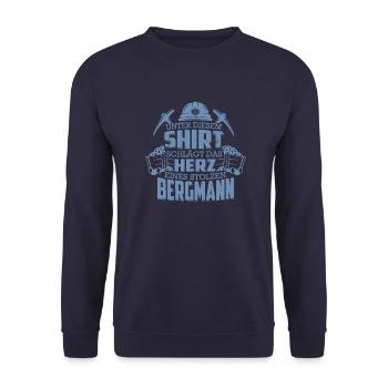 Bergmannn Shirt das Herz eines stolzen Bergmann - Unisex Pullover - Navy - Vorne - Alina (178cm) & Michal (187cm)