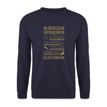 Elektriker Freundin Glücklich Vergebe - Unisex Pullover - Navy - Vorne - Alina (178cm) & Michal (187cm)