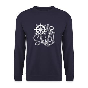 Bateau à voile voilier bateau à moteur - Sweat-shirt Unisexe - marine - Devant - Alina (178cm) & Michal (187cm)
