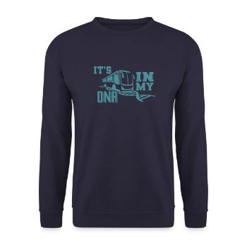 Driving a bus is my DNA Bus driver clothing - Unisex Sweatshirt - navy - Front - Alina (178cm) & Michal (187cm)