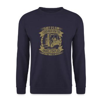 Staplerfahrer Gibt es ein Leben nach dem Tod - Unisex Pullover - Navy - Vorne - Alina (178cm) & Michal (187cm)