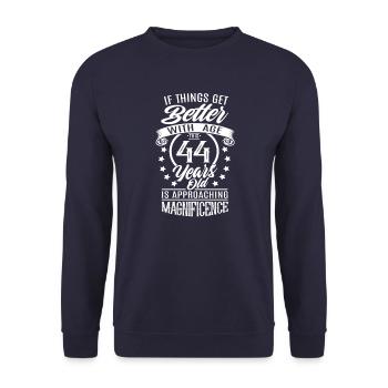 When things get better with age - Unisex Sweatshirt - navy - Front - Alina (178cm) & Michal (187cm)