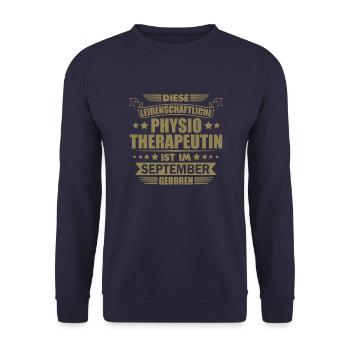diese Physiotherapeutin ist im September geboren - Unisex Pullover - Navy - Vorne - Alina (178cm) & Michal (187cm)