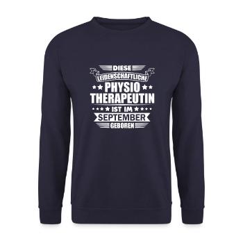 diese Physiotherapeutin ist im September geboren - Unisex Pullover - Navy - Vorne - Alina (178cm) & Michal (187cm)