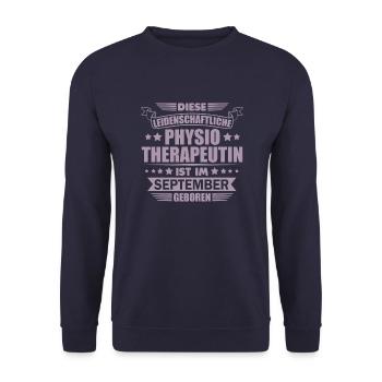 diese Physiotherapeutin ist im September geboren - Unisex Pullover - Navy - Vorne - Alina (178cm) & Michal (187cm)