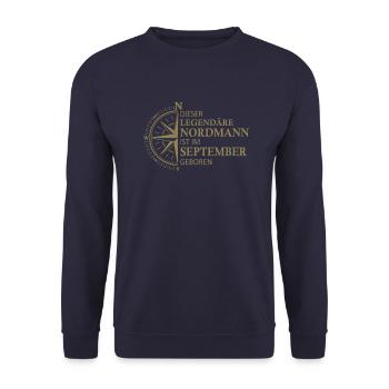 Norden Norddeutsch September Geburtstag Sprüche - Unisex Pullover - Navy - Vorne - Alina (178cm) & Michal (187cm)