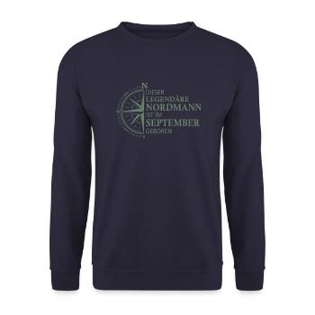 Norden Norddeutsch September Geburtstag Sprüche - Unisex Pullover - Navy - Vorne - Alina (178cm) & Michal (187cm)
