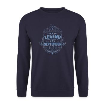 Une légende est née en septembre 1972 - Sweat-shirt Unisexe - marine - Devant - Alina (178cm) & Michal (187cm)