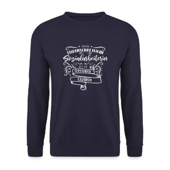 leidenschaftliche Sozialarbeiterin im September - Unisex Pullover - Navy - Vorne - Alina (178cm) & Michal (187cm)