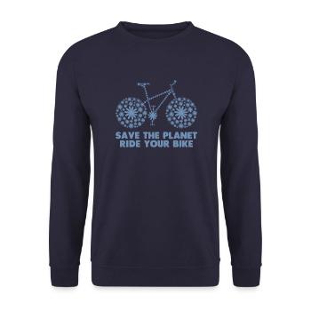 Ride a bike and save your planet - Unisex Sweatshirt - navy - Front - Alina (178cm) & Michal (187cm)