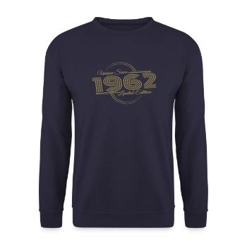Einzigartig seit 1962 Geburtstag - Unisex Pullover - Navy - Vorne - Alina (178cm) & Michal (187cm)