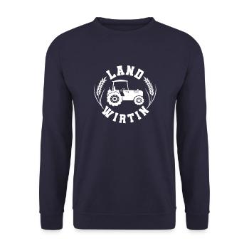 Landwirtin Traktor Trecker - Unisex Pullover - Navy - Vorne - Alina (178cm) & Michal (187cm)