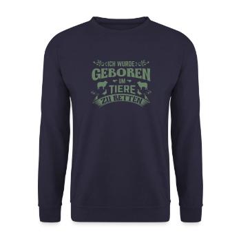 für Tierschützer und Tierfreunde - Unisex Pullover - Navy - Vorne - Alina (178cm) & Michal (187cm)