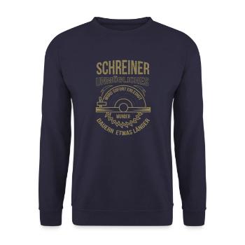 Schreiner Unmögliches wird sofort erledigt - Unisex Pullover - Navy - Vorne - Alina (178cm) & Michal (187cm)