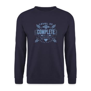22 Geburtstag Gamer Level 22 - Unisex Pullover - Navy - Vorne - Alina (178cm) & Michal (187cm)