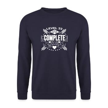 22 Geburtstag Gamer Level 22 - Unisex Pullover - Navy - Vorne - Alina (178cm) & Michal (187cm)